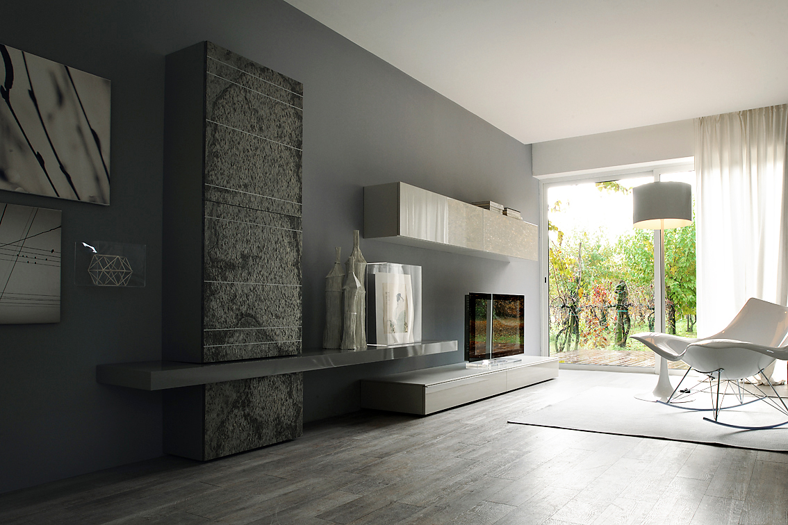 Moderno zona giorno parete attrezzata arredamento napoli Parete attrezzate classiche moderne
